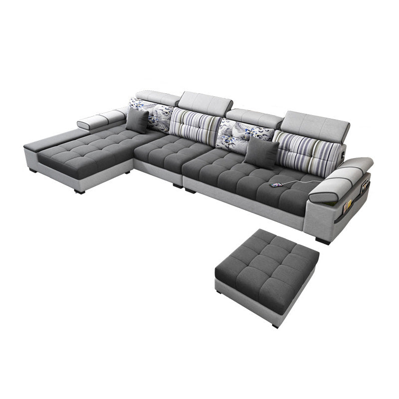 Sezionali modulari di mobili in pelle e mobili in pelle e lino contemporanei