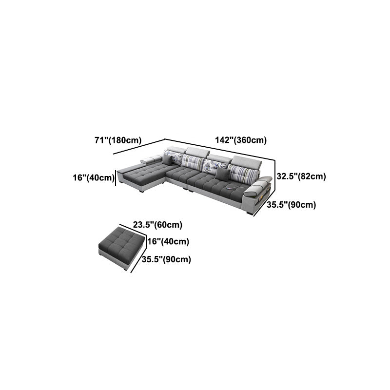 Sezionali modulari di mobili in pelle e mobili in pelle e lino contemporanei