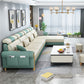 Contemporary Faux Leather and Velvet L-Shape Furniture Sectionals