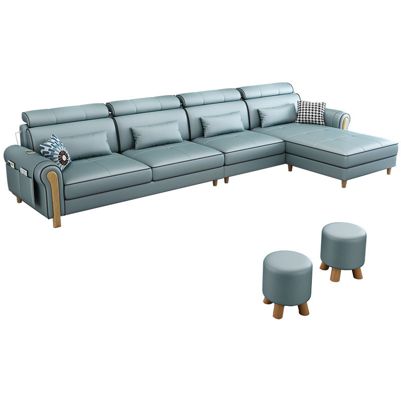 Contemporary Faux Leather and Velvet L-Shape Furniture Sectionals