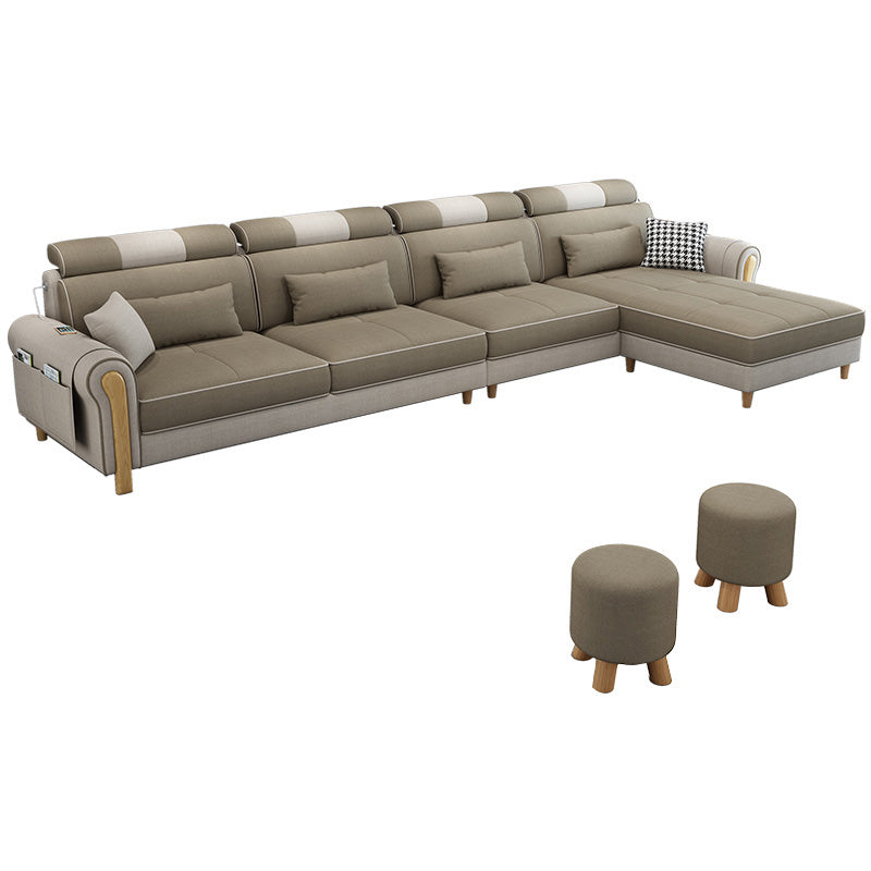 Contemporary Faux Leather and Velvet L-Shape Furniture Sectionals