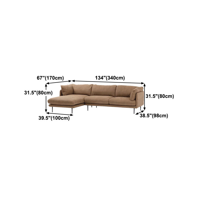 Seccionales de color marrón claro/sofá con almohada y brazo superior de almohada