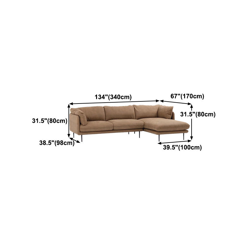 Seccionales de color marrón claro/sofá con almohada y brazo superior de almohada