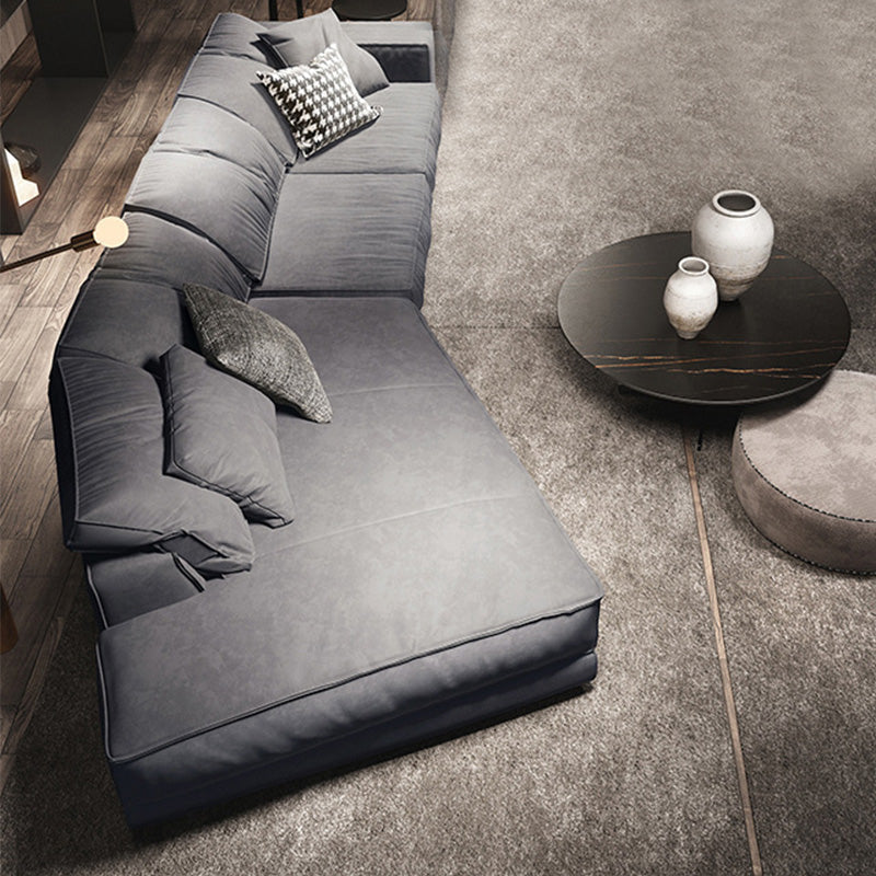 Scandinave Square Brass sectionnelle avec oreiller en arrière pour l'appartement