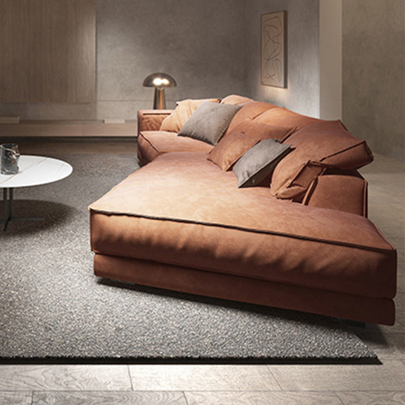 Scandinave Square Brass sectionnelle avec oreiller en arrière pour l'appartement