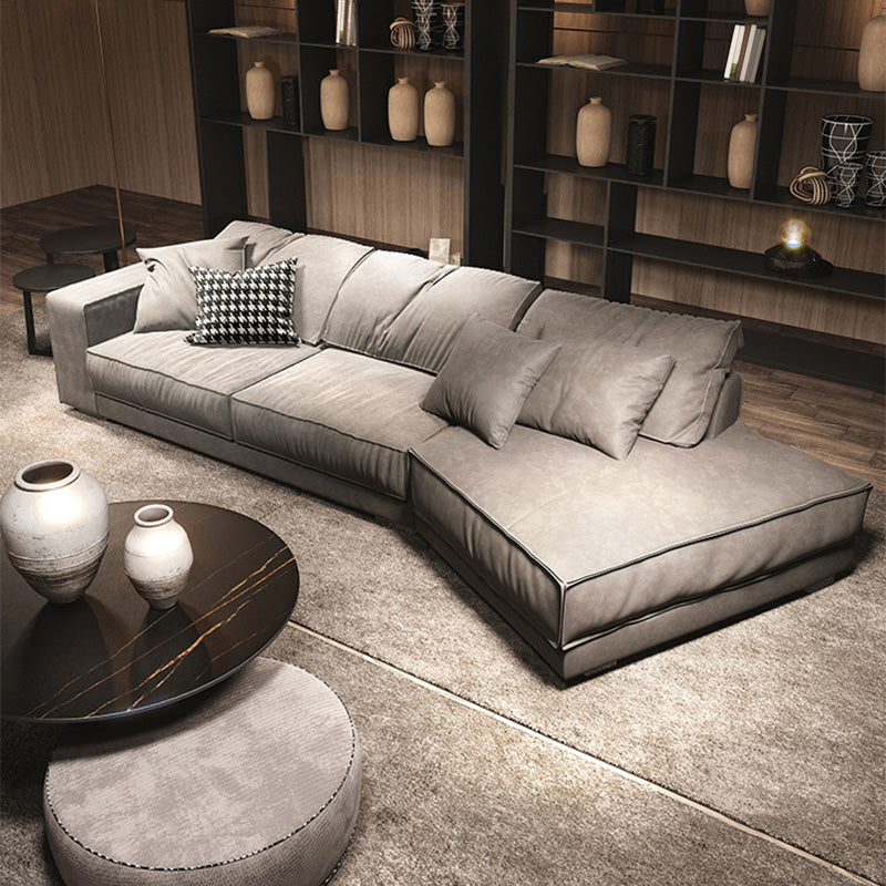 Scandinave Square Brass sectionnelle avec oreiller en arrière pour l'appartement