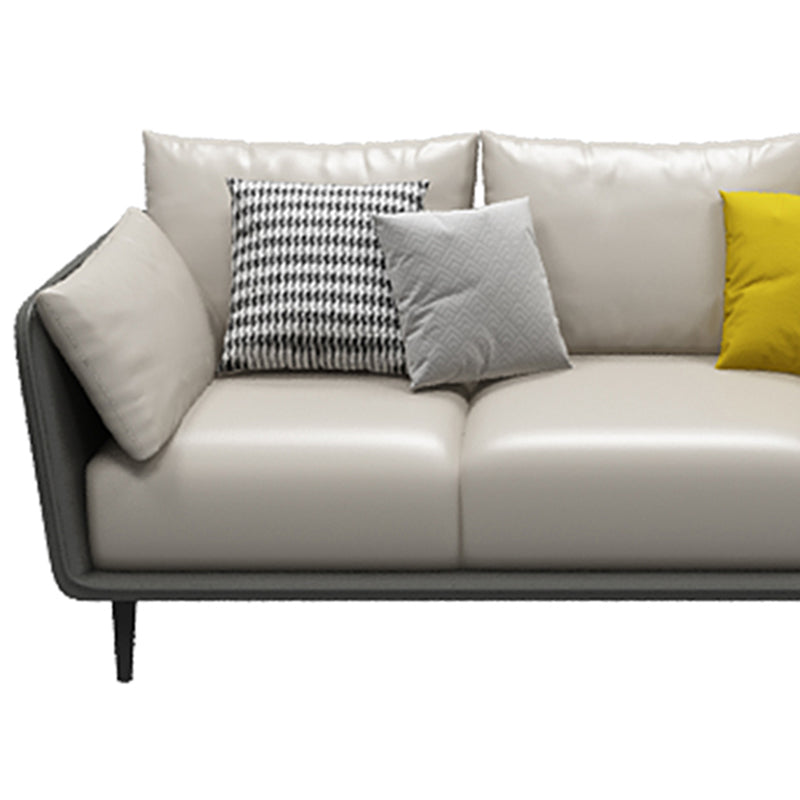 ステイン耐性標準のフェイクレザースクエアアームセッテソファ枕付き