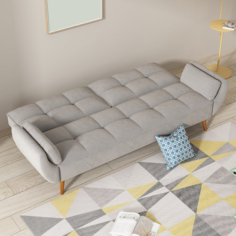 Contemporary Faux Leather and Velvet Reclining Convertible Settee Couch Clearhalo 'furn' 'furn_sofas' 'Furniture' 'Living Room Furniture' 'Sofa' 'sofas' 5327967