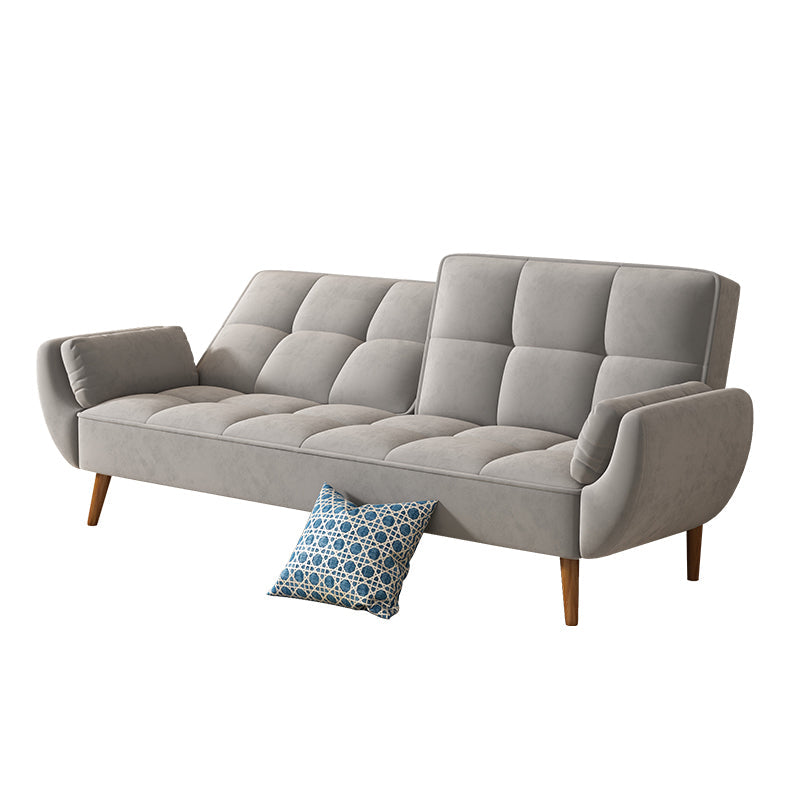 Contemporary Faux Leather and Velvet Reclining Convertible Settee Couch Clearhalo 'furn' 'furn_sofas' 'Furniture' 'Living Room Furniture' 'Sofa' 'sofas' 5327970