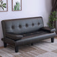 Contemporary Faux Leather and Velvet Reclining Convertible Settee Couch 71"L x 24"W x 31"H Black Clearhalo 'furn' 'furn_sofas' 'Furniture' 'Living Room Furniture' 'Sofa' 'sofas' 5327972