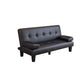 Contemporary Faux Leather and Velvet Reclining Convertible Settee Couch Clearhalo 'furn' 'furn_sofas' 'Furniture' 'Living Room Furniture' 'Sofa' 'sofas' 5327976