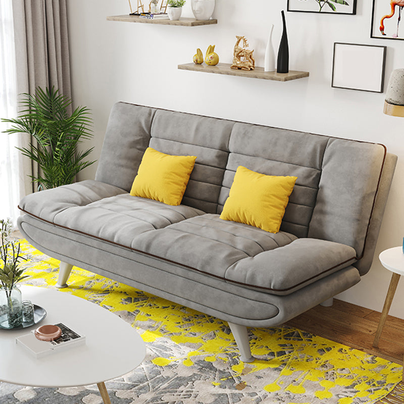 Contemporary Faux Leather and Velvet Reclining Convertible Settee Couch 73"L x 31.5"W x 31.5"H Grey Clearhalo 'furn' 'furn_sofas' 'Furniture' 'Living Room Furniture' 'Sofa' 'sofas' 5327977