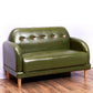 Tufted Split-Back Standard Square Arm Faux Leather Settee Couch