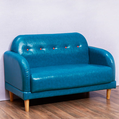 Tufted Split-Back Standard Square Arm Faux Leather Settee Couch