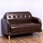 Tufted Split-Back Standard Square Arm Faux Leather Settee Couch