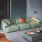 Stationary Stain Resistant Faux Leather Tuxedo Arm Cushions Green Sofa 110"L x 39"W x 32"H Sponge Clearhalo 'furn' 'furn_sofas' 'Furniture' 'Living Room Furniture' 'Sofa' 'sofas' 5328034