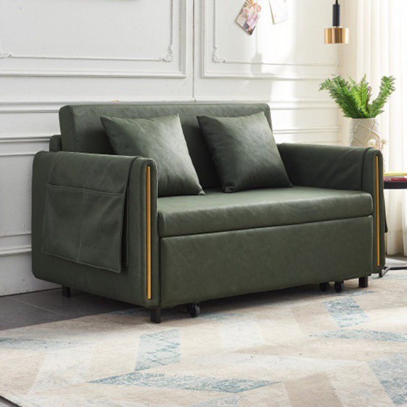 Sofá de brazo cuadrado de cuero de forma falsa con cama con almacenamiento