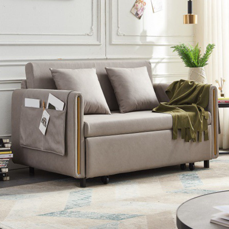 Sofá de brazo cuadrado de cuero de forma falsa con cama con almacenamiento