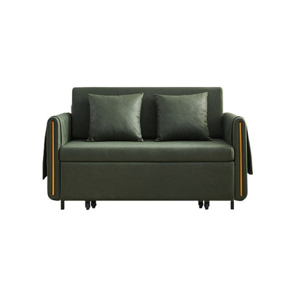 Sofá de brazo cuadrado de cuero de forma falsa con cama con almacenamiento