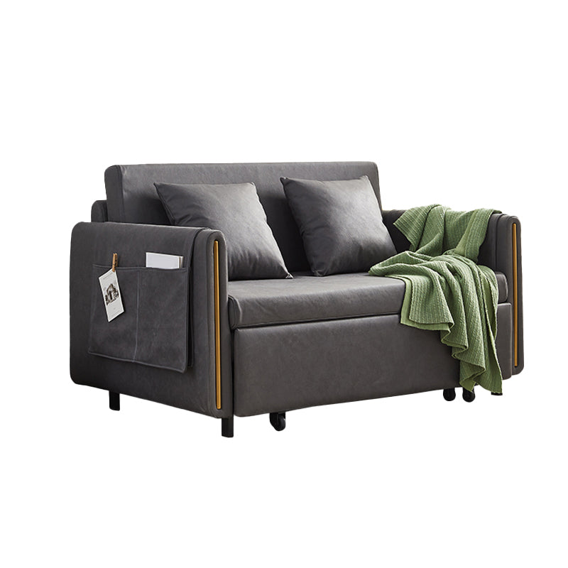 Sofá de brazo cuadrado de cuero de forma falsa con cama con almacenamiento