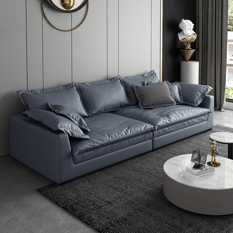 静止リビングルームスクエアアーム標準ブルーグレーモダンソファ