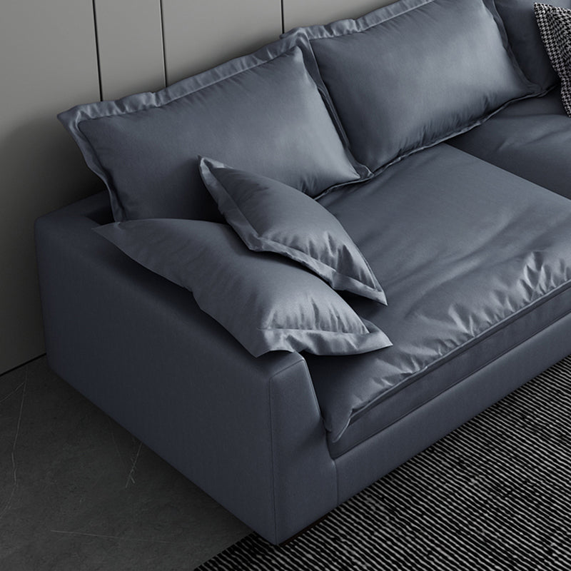 静止リビングルームスクエアアーム標準ブルーグレーモダンソファ