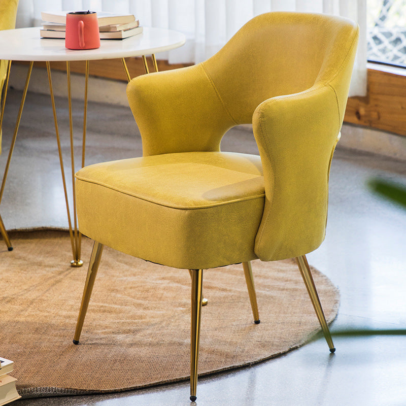 Arms Included Chair 24.4" L x 23.6" W x 30.7" H Chair for Living Room Faux Leather Yellow Clearhalo 'Accent Chairs' 'accent_chairs' 'Chairs & Seating' 'furn' 'furn_accent_chairs' 'Furniture' 'Living Room Furniture' 5328258