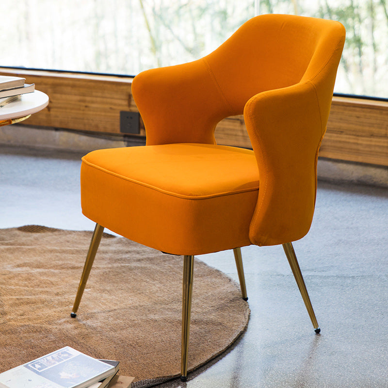 Arms Included Chair 24.4" L x 23.6" W x 30.7" H Chair for Living Room Suede Orange Clearhalo 'Accent Chairs' 'accent_chairs' 'Chairs & Seating' 'furn' 'furn_accent_chairs' 'Furniture' 'Living Room Furniture' 5328270