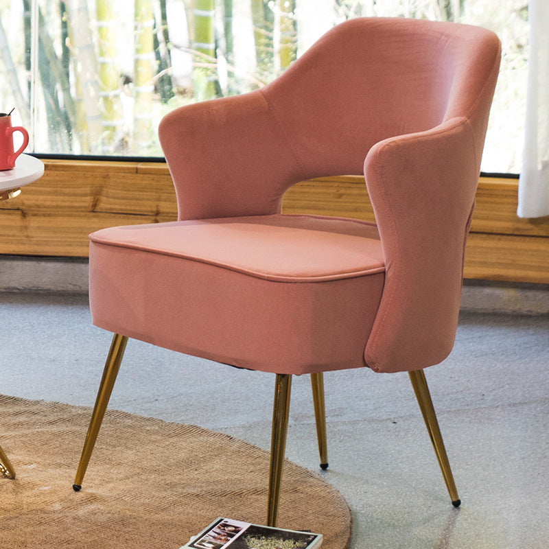 Arms Included Chair 24.4" L x 23.6" W x 30.7" H Chair for Living Room Suede Dusty Pink Clearhalo 'Accent Chairs' 'accent_chairs' 'Chairs & Seating' 'furn' 'furn_accent_chairs' 'Furniture' 'Living Room Furniture' 5328272