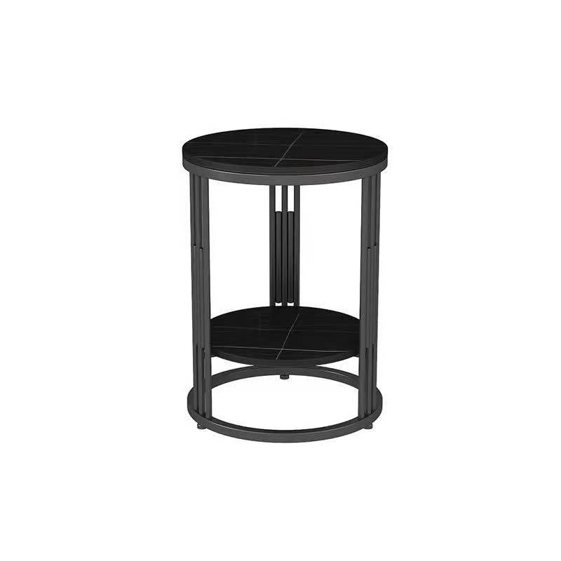 19.69" W x 19.69"D x 21.65" H End Table Round Stone Side Table with Storage Black Black Gold Drawers Not Included Clearhalo 'Coffee & Accent Tables' 'End & Side Tables' 'end_side_tables' 'furn' 'furn_end_side_tables' 'Furniture' 'Living Room Furniture' 5328367