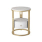 19.69" W x 19.69"D x 21.65" H End Table Round Stone Side Table with Storage Clearhalo 'Coffee & Accent Tables' 'End & Side Tables' 'end_side_tables' 'furn' 'furn_end_side_tables' 'Furniture' 'Living Room Furniture' 5328374