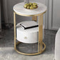 19.69" W x 19.69"D x 21.65" H End Table Round Stone Side Table with Storage Gold White Gold Drawers Included Clearhalo 'Coffee & Accent Tables' 'End & Side Tables' 'end_side_tables' 'furn' 'furn_end_side_tables' 'Furniture' 'Living Room Furniture' 5328380