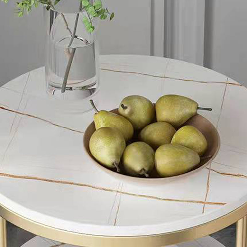 19.69" W x 19.69"D x 21.65" H End Table Round Stone Side Table with Storage Clearhalo 'Coffee & Accent Tables' 'End & Side Tables' 'end_side_tables' 'furn' 'furn_end_side_tables' 'Furniture' 'Living Room Furniture' 5328381