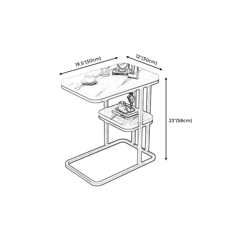 Il design della base del telaio è il tavolo laterale della piastra di pietra rettangolare bianca/nera