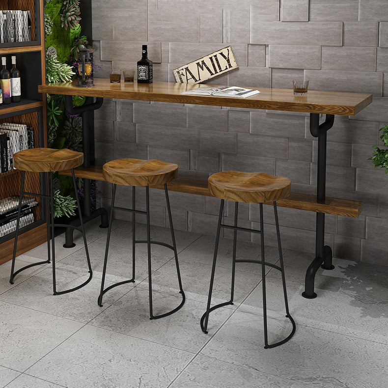 Tavolo da pranzo a bar in legno tradizionale tavolo da bar di lusso con base di cavalletto in nero