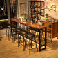 Solid Wood Top Bar Dining Table Industrial Bar Dining Table with Black Base 86.6"L x 15.7"W x 41.3"H Without Chairs Clearhalo 'Bar Furniture' 'Bar Tables' 'bar_tables' 'furn' 'furn_bar_tables' 'Furniture' 'Kitchen & Dining Furniture' 5331142
