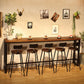 Solid Wood Top Bar Dining Table Industrial Bar Dining Table with Black Base 102.4"L x 15.7"W x 41.3"H Without Chairs Clearhalo 'Bar Furniture' 'Bar Tables' 'bar_tables' 'furn' 'furn_bar_tables' 'Furniture' 'Kitchen & Dining Furniture' 5331143