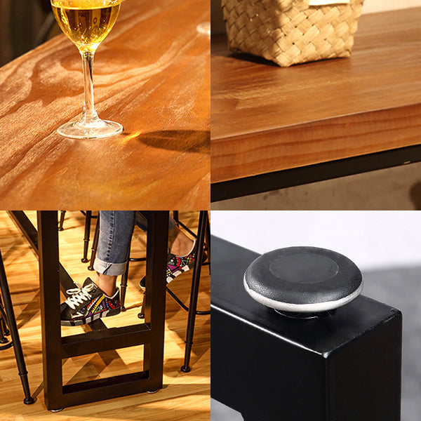 Solid Wood Top Bar Dining Table Industrial Bar Dining Table with Black Base Clearhalo 'Bar Furniture' 'Bar Tables' 'bar_tables' 'furn' 'furn_bar_tables' 'Furniture' 'Kitchen & Dining Furniture' 5331148