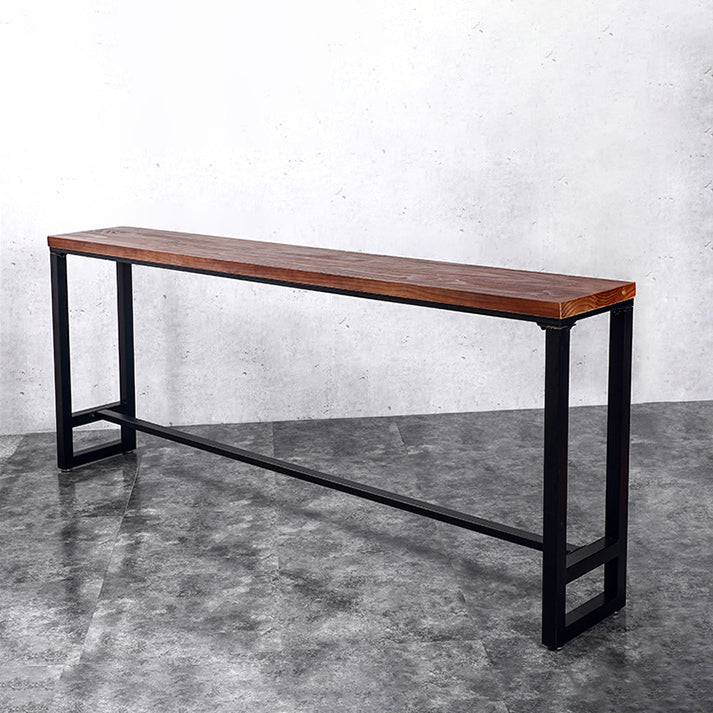 Solid Wood Top Bar Dining Table Industrial Bar Dining Table with Black Base Clearhalo 'Bar Furniture' 'Bar Tables' 'bar_tables' 'furn' 'furn_bar_tables' 'Furniture' 'Kitchen & Dining Furniture' 5331149