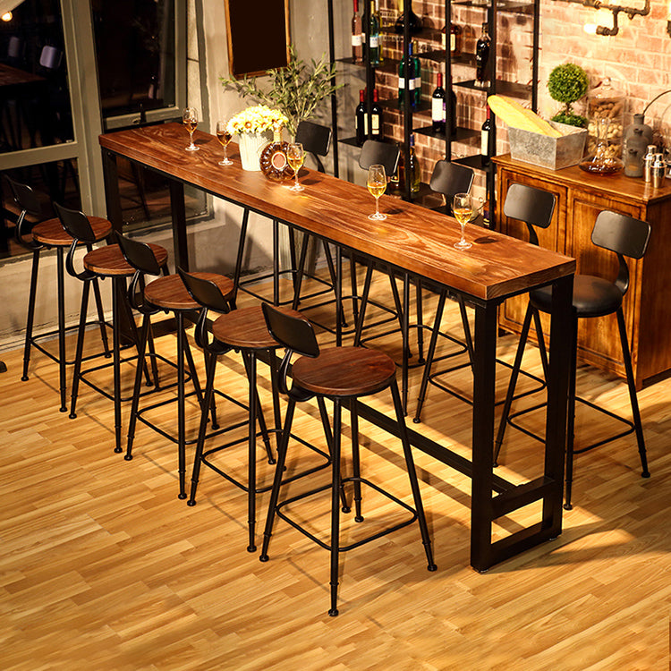 Solid Wood Top Bar Dining Table Industrial Bar Dining Table with Black Base Clearhalo 'Bar Furniture' 'Bar Tables' 'bar_tables' 'furn' 'furn_bar_tables' 'Furniture' 'Kitchen & Dining Furniture' 5331150