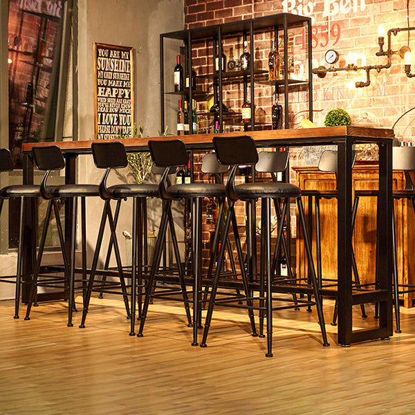 Solid Wood Top Bar Dining Table Industrial Bar Dining Table with Black Base Clearhalo 'Bar Furniture' 'Bar Tables' 'bar_tables' 'furn' 'furn_bar_tables' 'Furniture' 'Kitchen & Dining Furniture' 5331154