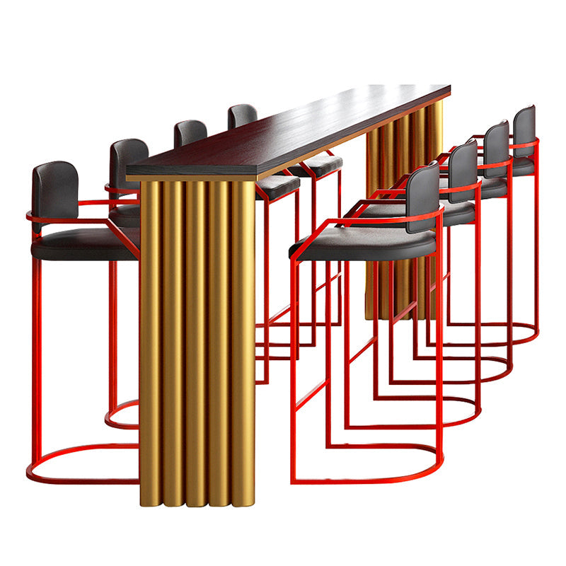 Black Top Bar Dining Table Traditional Luxury Rectangle Bar Table with Sled Base Without Chairs Clearhalo 'Bar Furniture' 'Bar Tables' 'bar_tables' 'furn' 'furn_bar_tables' 'Furniture' 'Kitchen & Dining Furniture' 5331212