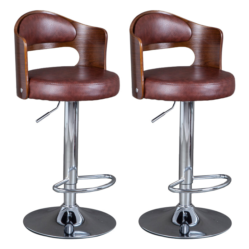 Rotating Barstool Nordic Style Steel Pedestal Bar Stool for Dining Room Dark Brown 2 Piece Set Clearhalo 'Bar Furniture' 'Bar Stools' 'bar_stools' 'furn' 'furn_bar_stools' 'Furniture' 'Kitchen & Dining Furniture' 5331275