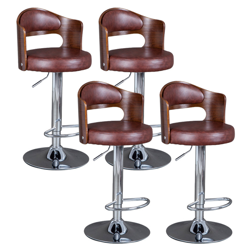 Rotating Barstool Nordic Style Steel Pedestal Bar Stool for Dining Room Dark Brown 4 Piece Set Clearhalo 'Bar Furniture' 'Bar Stools' 'bar_stools' 'furn' 'furn_bar_stools' 'Furniture' 'Kitchen & Dining Furniture' 5331277
