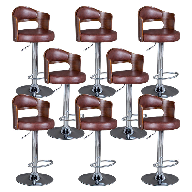 Rotating Barstool Nordic Style Steel Pedestal Bar Stool for Dining Room Dark Brown 8 Piece Set Clearhalo 'Bar Furniture' 'Bar Stools' 'bar_stools' 'furn' 'furn_bar_stools' 'Furniture' 'Kitchen & Dining Furniture' 5331281