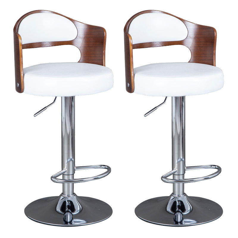 Rotating Barstool Nordic Style Steel Pedestal Bar Stool for Dining Room White-Brown 2 Piece Set Clearhalo 'Bar Furniture' 'Bar Stools' 'bar_stools' 'furn' 'furn_bar_stools' 'Furniture' 'Kitchen & Dining Furniture' 5331282