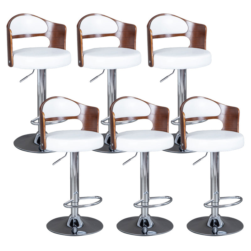 Rotating Barstool Nordic Style Steel Pedestal Bar Stool for Dining Room White-Brown 6 Piece Set Clearhalo 'Bar Furniture' 'Bar Stools' 'bar_stools' 'furn' 'furn_bar_stools' 'Furniture' 'Kitchen & Dining Furniture' 5331287