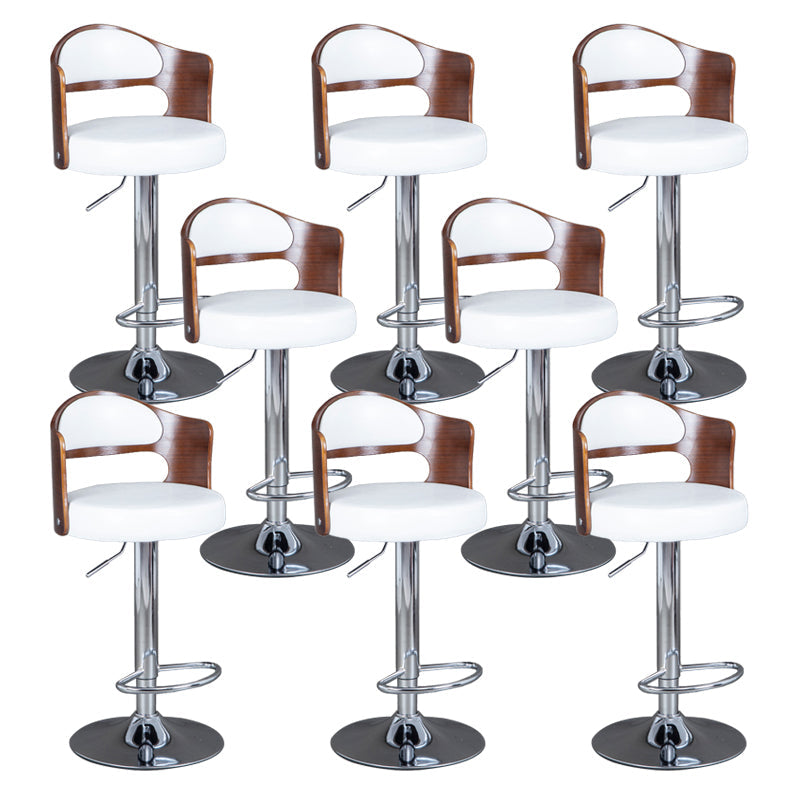 Rotating Barstool Nordic Style Steel Pedestal Bar Stool for Dining Room White-Brown 8 Piece Set Clearhalo 'Bar Furniture' 'Bar Stools' 'bar_stools' 'furn' 'furn_bar_stools' 'Furniture' 'Kitchen & Dining Furniture' 5331288