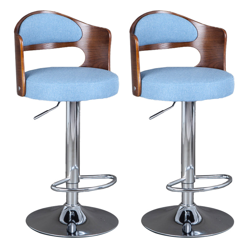 Rotating Barstool Nordic Style Steel Pedestal Bar Stool for Dining Room Blue-Brown 2 Piece Set Clearhalo 'Bar Furniture' 'Bar Stools' 'bar_stools' 'furn' 'furn_bar_stools' 'Furniture' 'Kitchen & Dining Furniture' 5331297