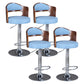 Rotating Barstool Nordic Style Steel Pedestal Bar Stool for Dining Room Blue-Brown 4 Piece Set Clearhalo 'Bar Furniture' 'Bar Stools' 'bar_stools' 'furn' 'furn_bar_stools' 'Furniture' 'Kitchen & Dining Furniture' 5331298